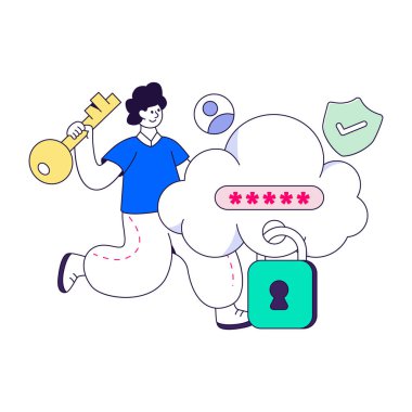 Kilitli bulutun modern tasarım çizimi