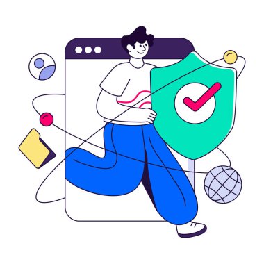 Web güvenlik illüstrasyonu, düzenlenebilir vektör