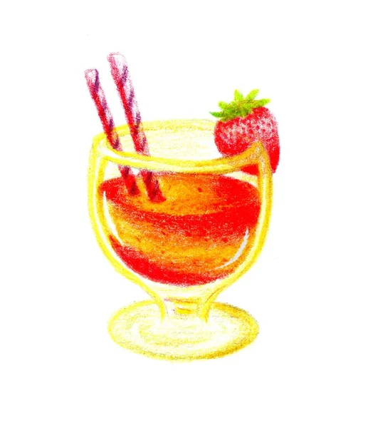 Dessin Cocktail Est Réalisé Avec Des Crayons Couleur — Photo