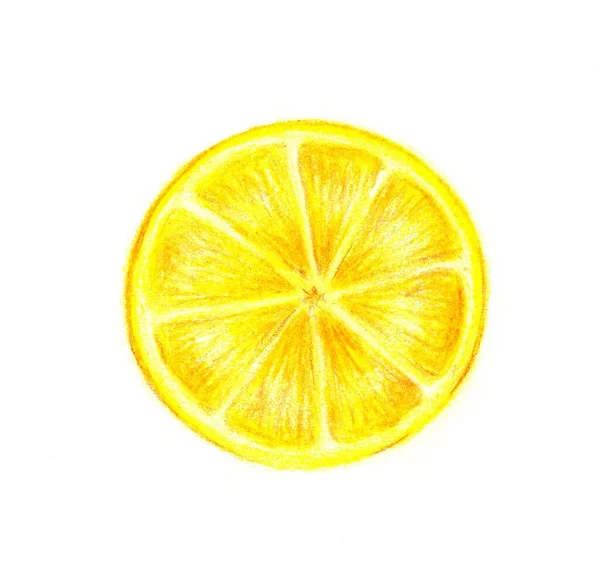 Dessin Citron Est Fait Avec Des Crayons Couleur — Photo