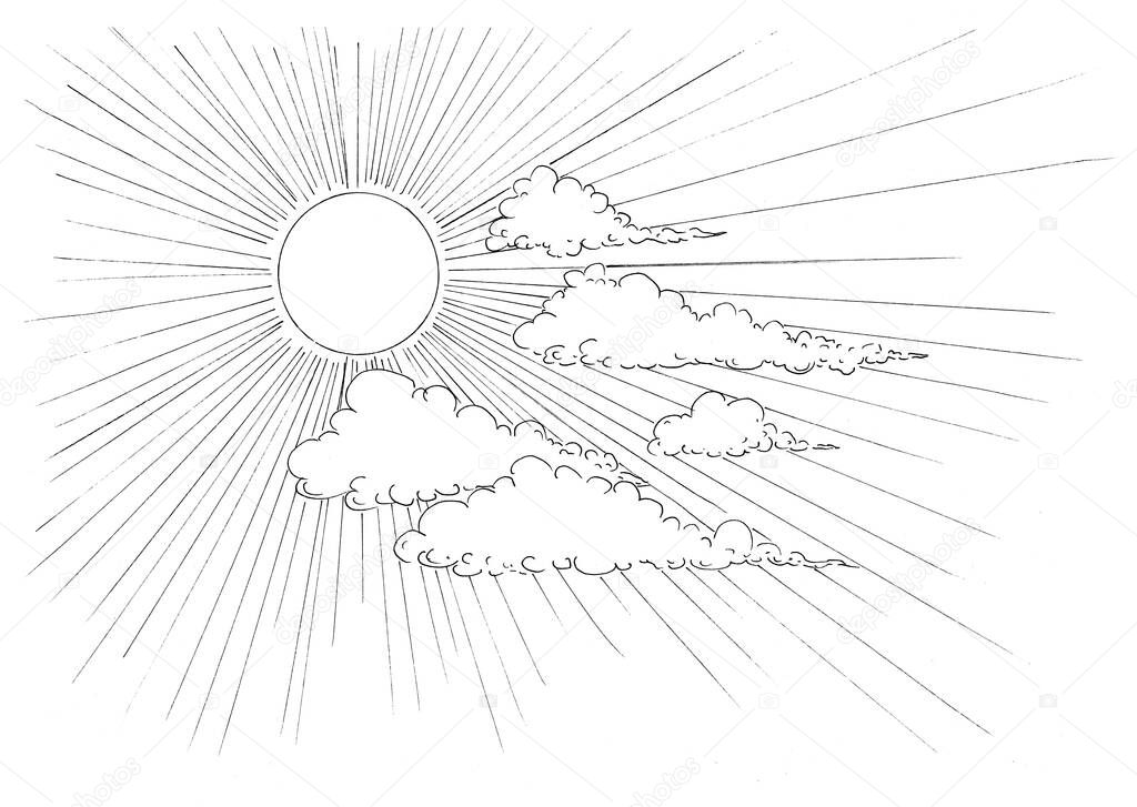 The Sky drawing is made with a black liner