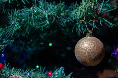 Noel ağacına yerleştirilmiş Noel süsü. Noel ağacı 