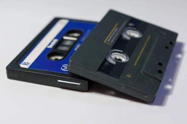 Cassette tape on white background. Audio tape on white background.