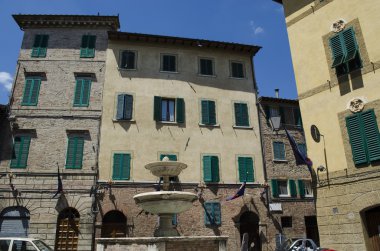 Sanat şehri Siena Tuscan binaların ayrıntıları