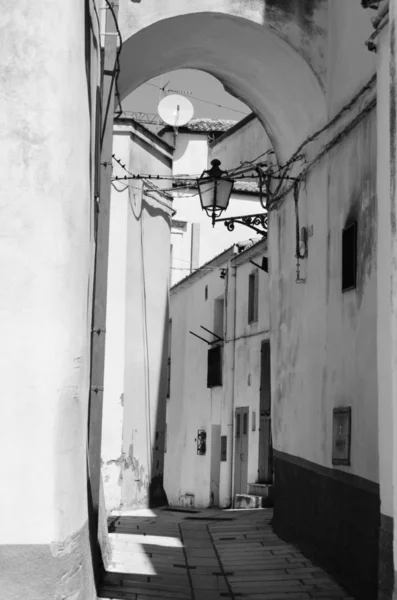 streets of the old city in black and white