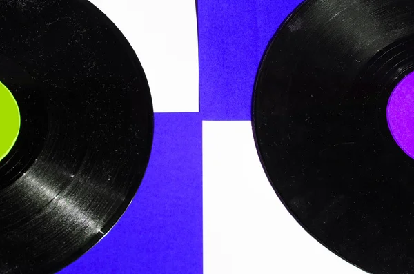 Två vinyl på botten i två färger med utrymme — Stockfoto