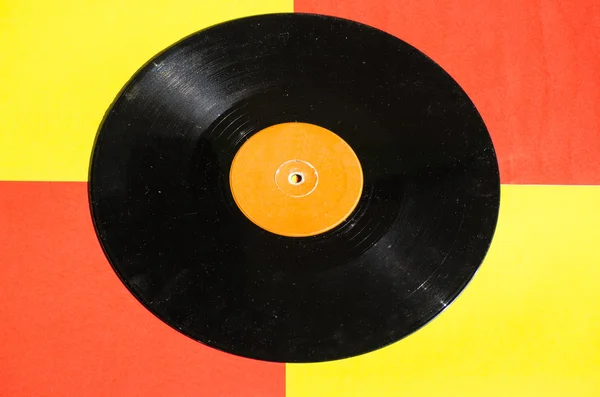 Vinyl disk na spodní části dvou barev s prostorem pro text — Stock fotografie