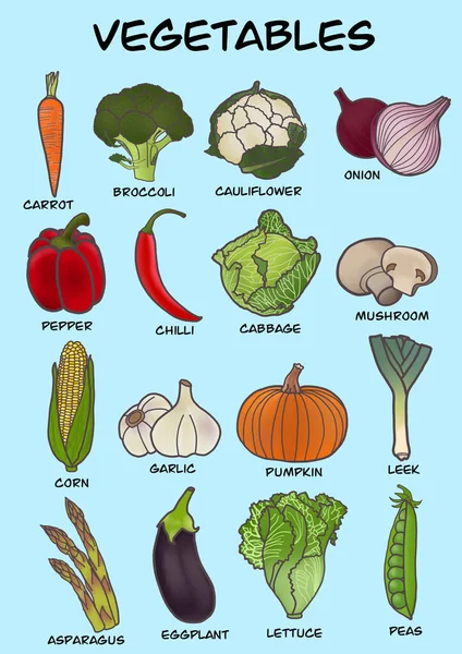 Ilustración Verduras Conjunto Cliparts — Foto de Stock