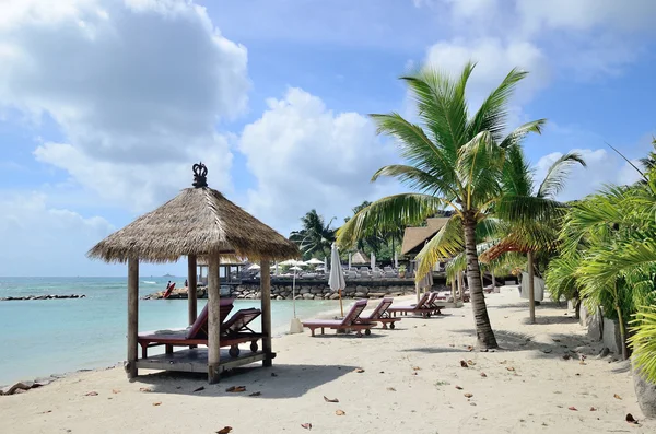 Ein Strand in le dugue island, seychellen. — Stockfoto