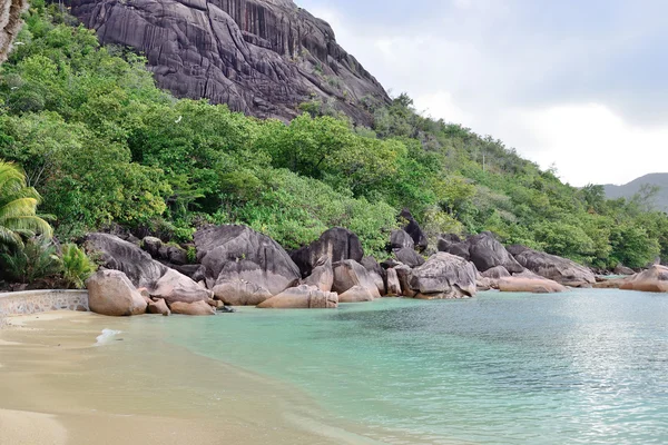 Costa rocciosa alle Seychelles — Foto Stock