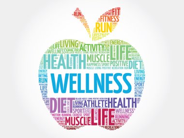 Wellness apple word cloud clipart