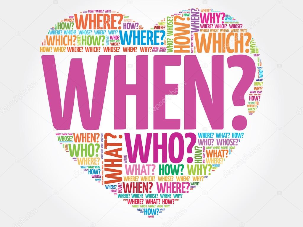 When? Question heart, Questions words