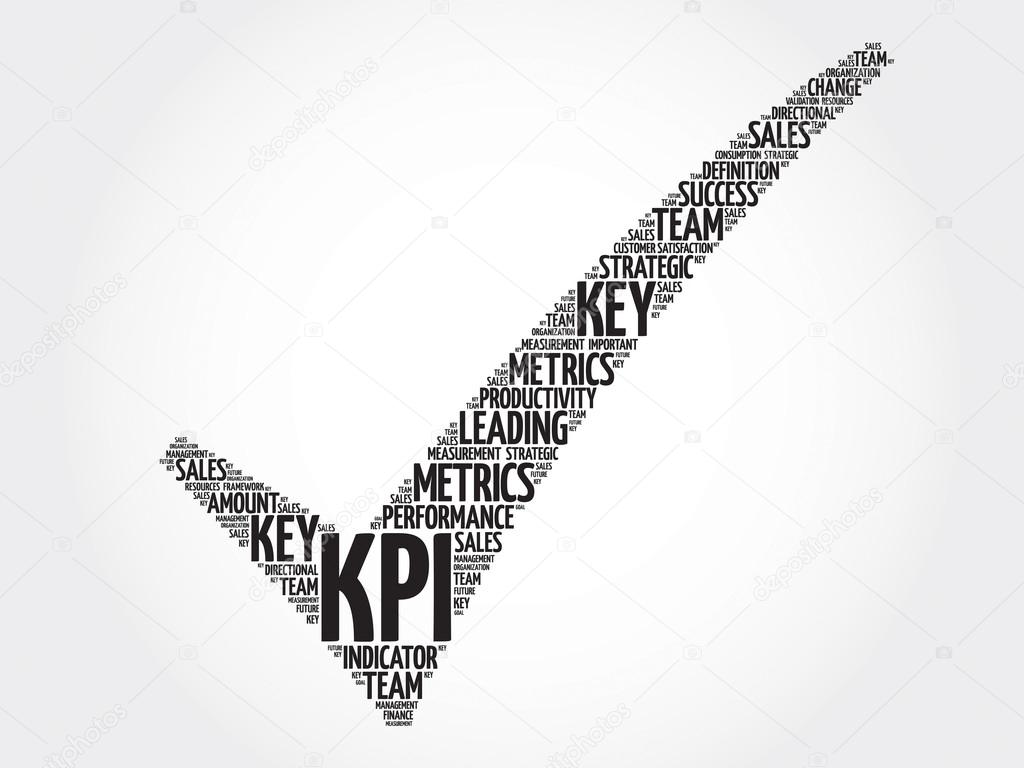 KPI - Key Performance Indicator check mark, business concept words cloud