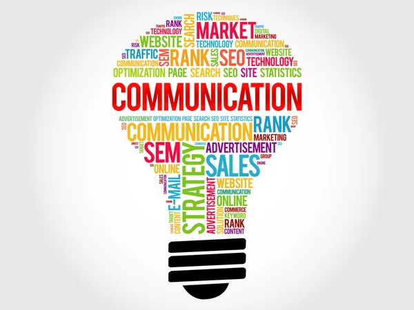 COMMUNICATION bulb word cloud — Stock Vector