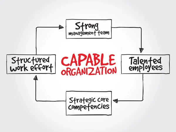 Fähige Organisation, Strategie Mindmap — Stockvektor