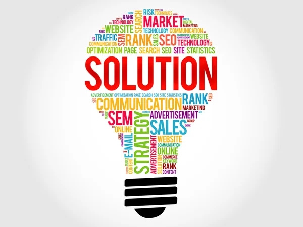 SOLUTION bulb word cloud — Stock Vector