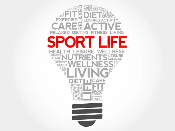 Sport Life bulb word cloud — Stock Vector