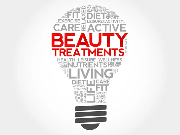 Beauty Treatments bulb word cloud — Stock Vector