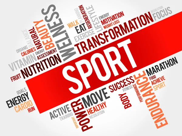 Sport word cloud, fitness — Stock vektor