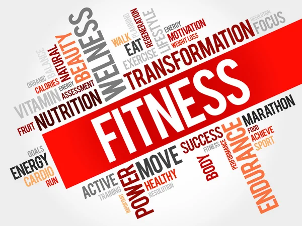 Fitness word cloud, sport — Stock vektor