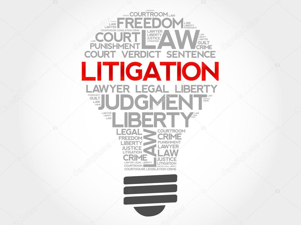 Litigation bulb word cloud