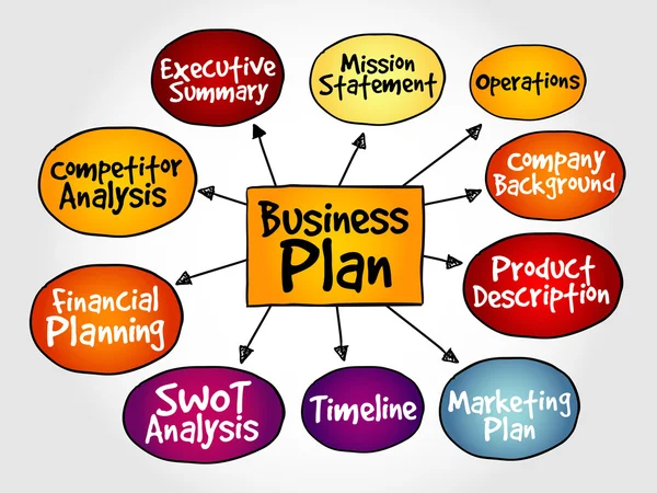 Business plan management mind map — Stock Vector