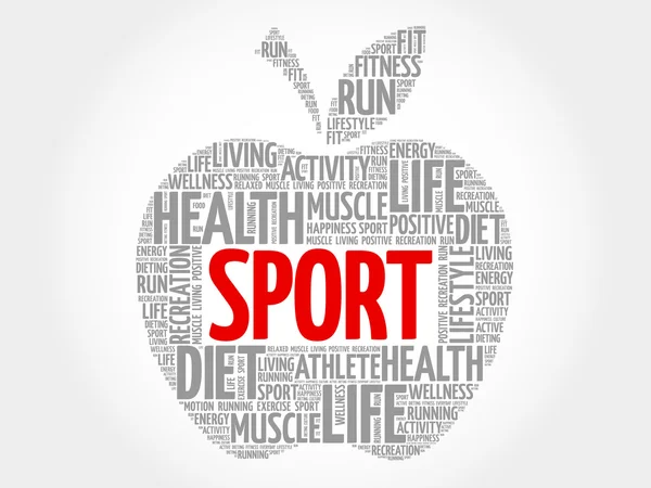 Sport apple word cloud — Stock Vector