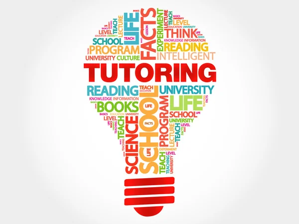 TUTORING bombilla palabra nube — Vector de stock