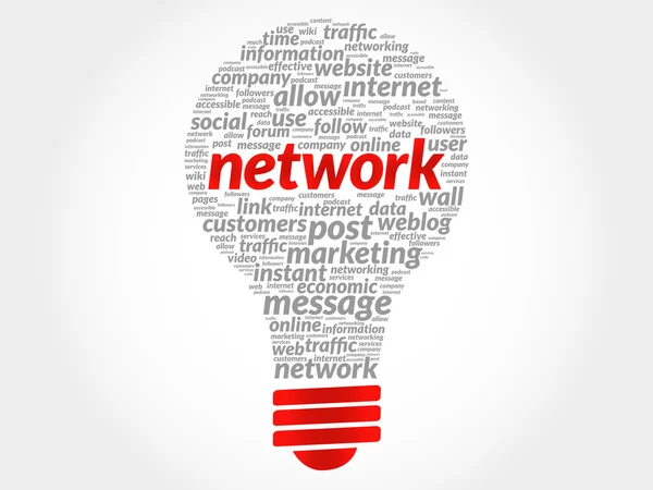 Network bulb word cloud — Stock Vector