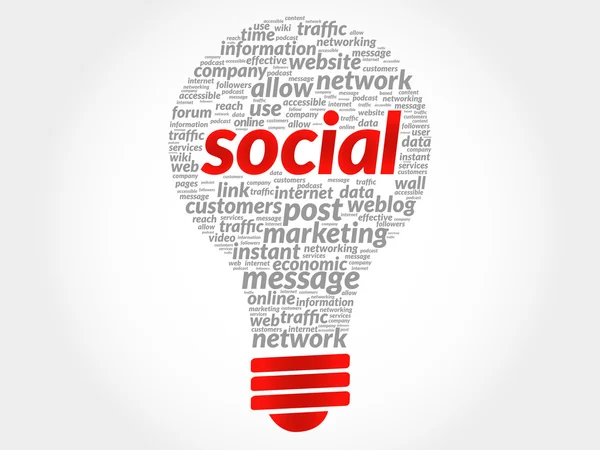 Social bulb word cloud — Stock Vector