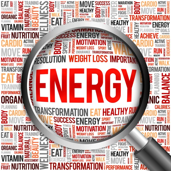 ENERGY word cloud with magnifying glass — Stock Photo, Image