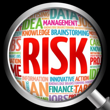 Büyüteç ile risk kelime bulutu