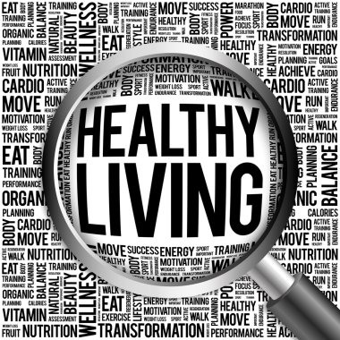 Sağlıklı yaşam kelime bulutu