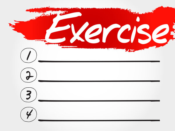 EXERCISE blank list, fitness