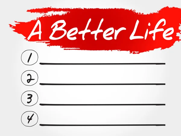Uma lista em branco de Better Life — Vetor de Stock