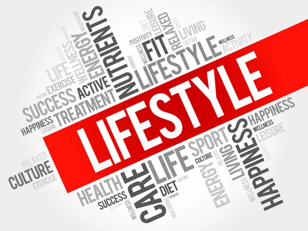 LIFESTYLE parola nuvola, fitness — Vettoriale Stock