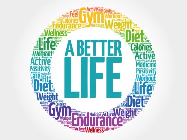 Daha iyi yaşam daire damga kelime bulutu