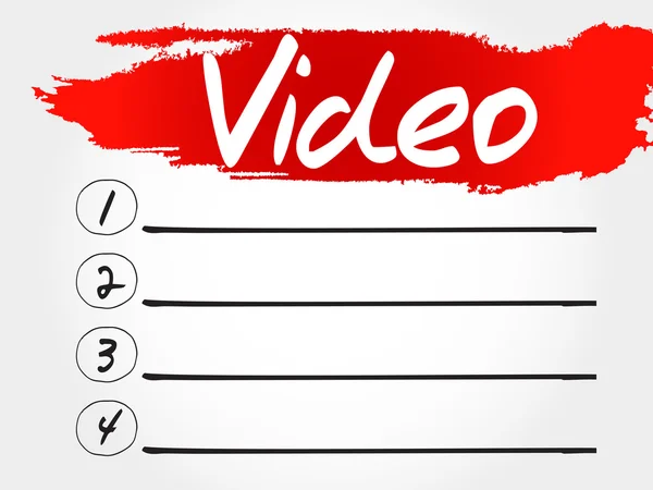 Lista en blanco de vídeo — Vector de stock