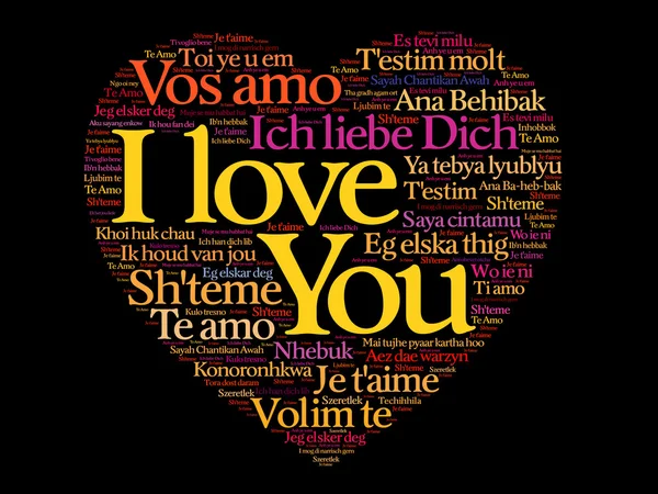 I Love You concepto de corazón en todos los idiomas — Archivo Imágenes Vectoriales