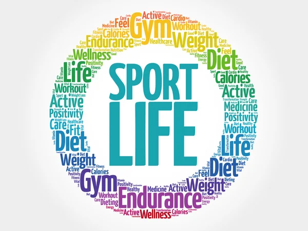 Sport Life Circle Stempel Wortwolke — Stockvektor