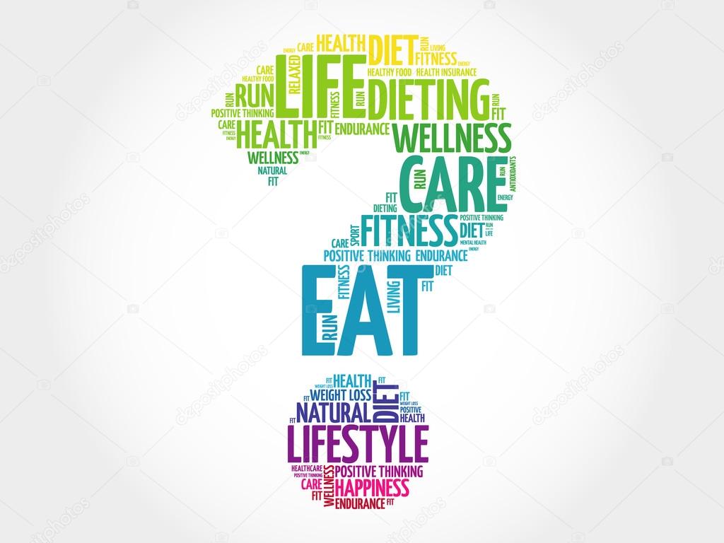 Question mark word cloud, fitness
