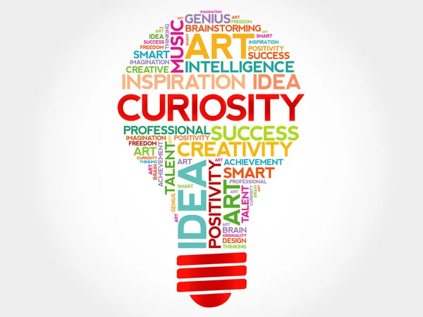 Curiosity bulb word cloud — Stock Vector