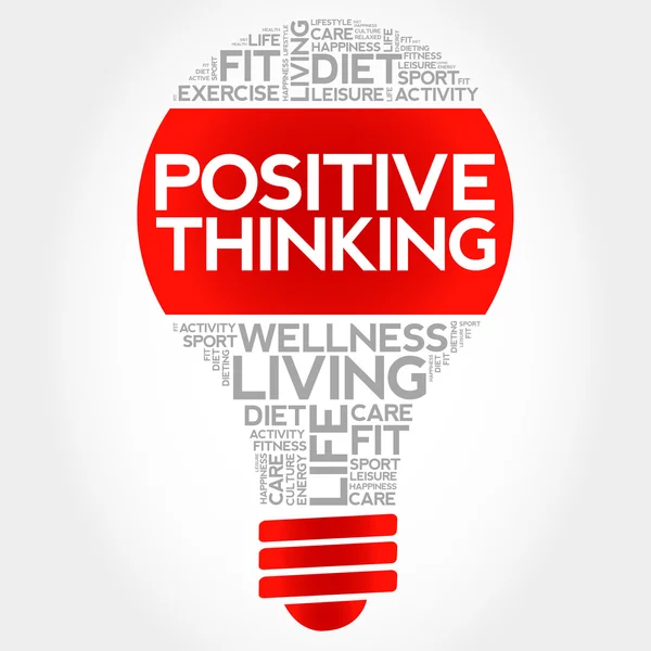 Positive thinking bulb word cloud — Stock Vector