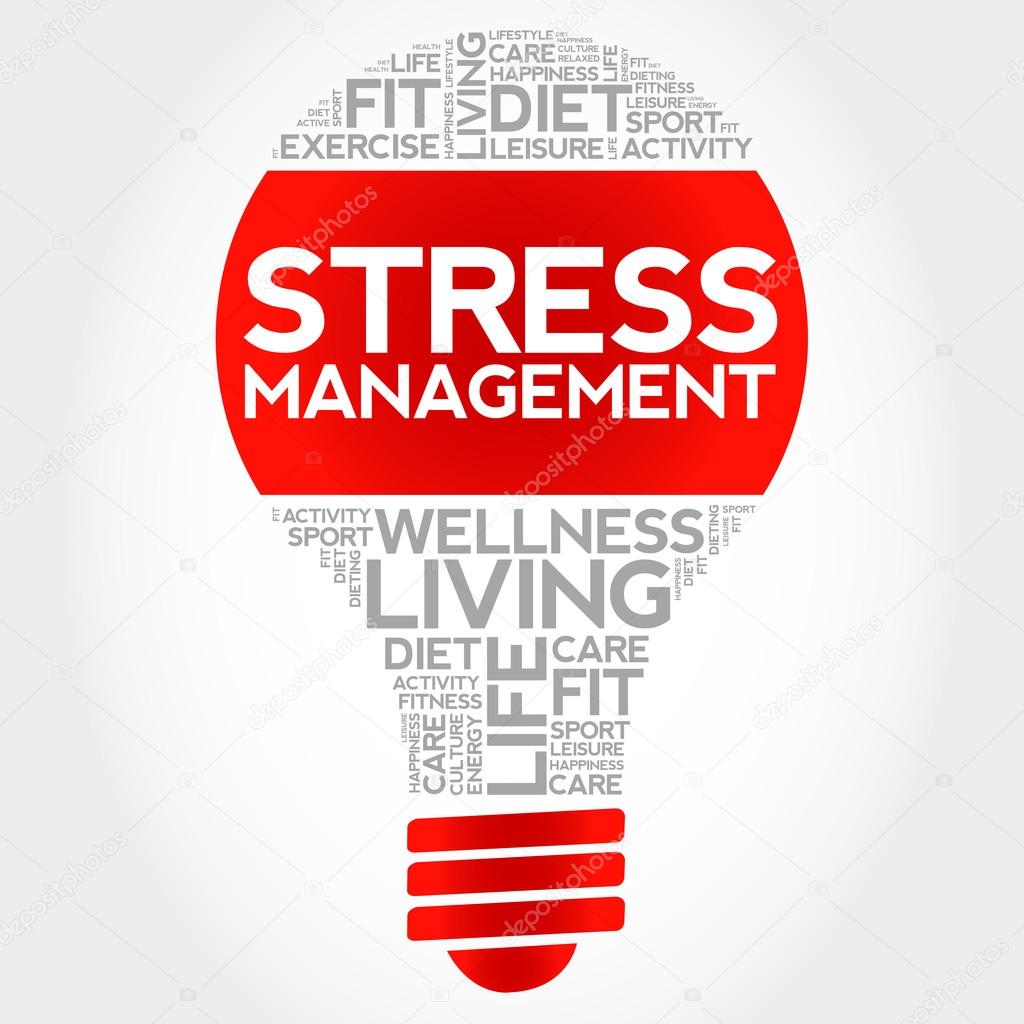 Stress Management bulb word cloud