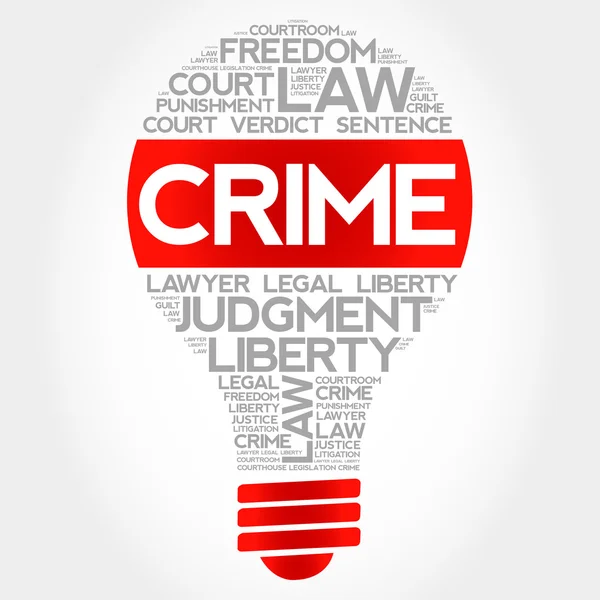 Crime bulb word cloud — Stock Vector