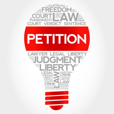 Dilekçe ampul kelime bulutu