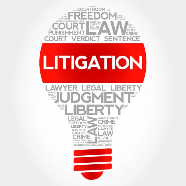 Litigation bulb word cloud — Stock Vector
