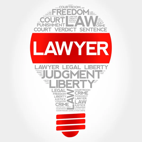 Lawyer bulb word cloud — Stock Vector