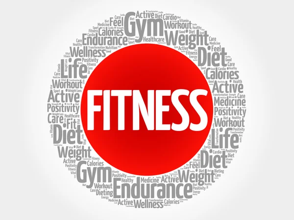 FITNESS circle stamp word cloud — Stock Vector