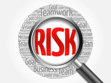 Büyüteç ile risk kelime bulutu